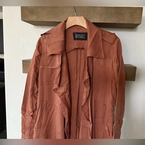 Badgley Mischka Terracotta Trench Coat - Picture 4 of 12